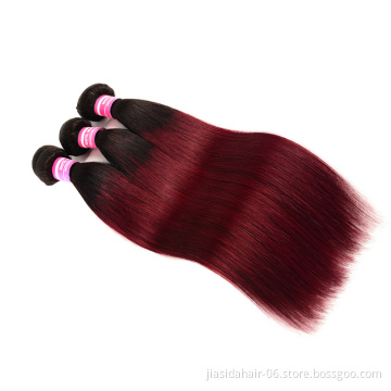 Braid Bundles Raw Unprocessed Brazilian Hair Ombre Dark Wine Red Color T1B 99J Straight Human Hair Weave